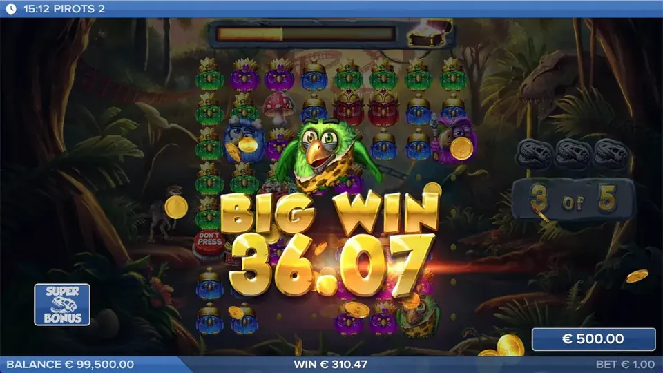 Pirots 2 stor vinst-skÀrm med vinstanimation