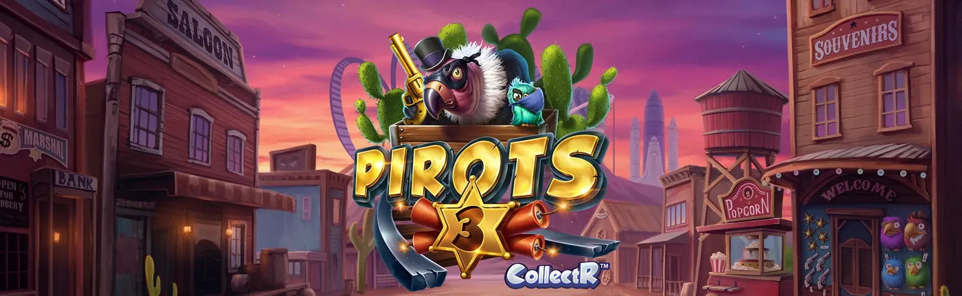 Pirots 3 kampanjbanner med Vilda VĂ€stern-tema