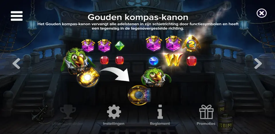 Ăversikt över funktionssymbolerna i Pirots 5 The Kraken: mynt, wilds och transformationssymboler