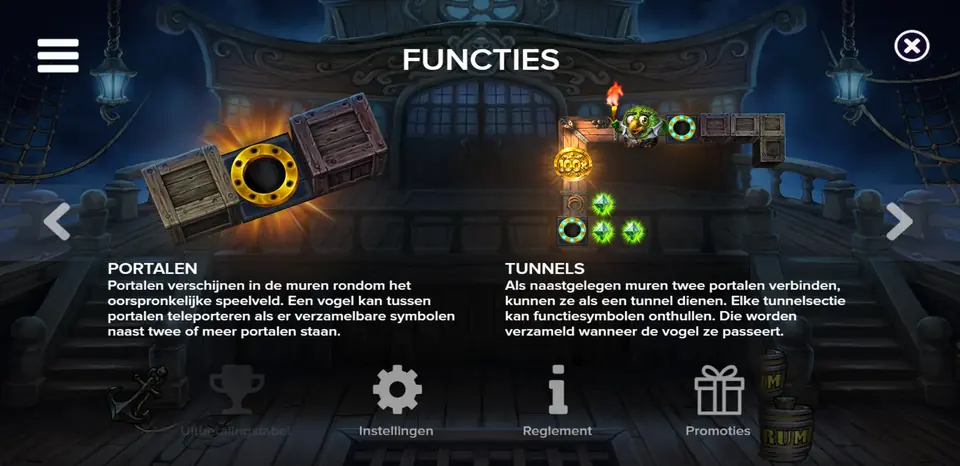 InfoskÀrm om Labyrint och kaptenshytterna i Pirots 5 The Kraken