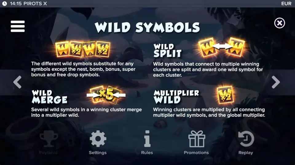 Pirots X utbetalningstabell nivÄ 4 med symboler och vÀrden
